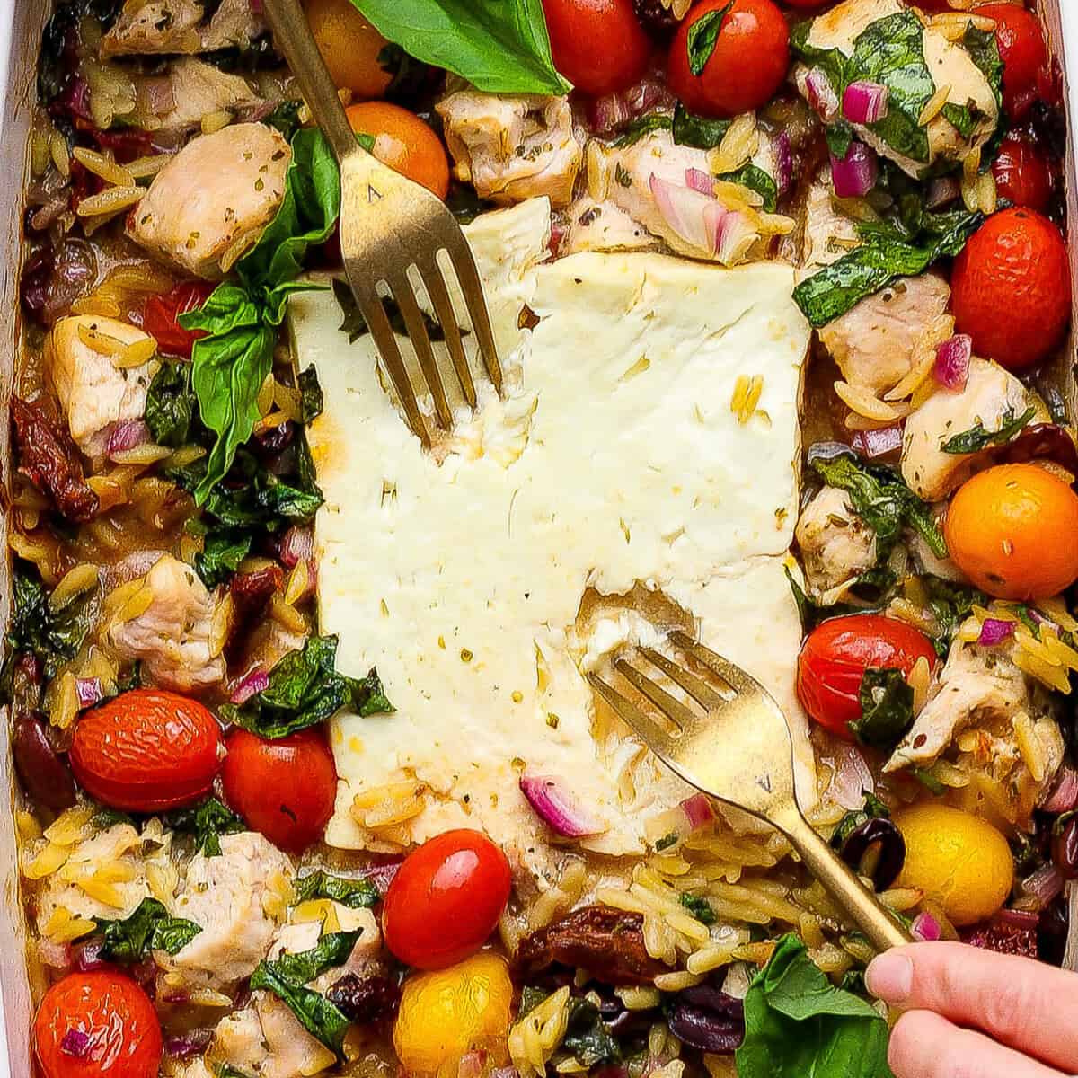 Your Family's New Favorite: Greek Chicken Orzo Bake with Feta & Spinach